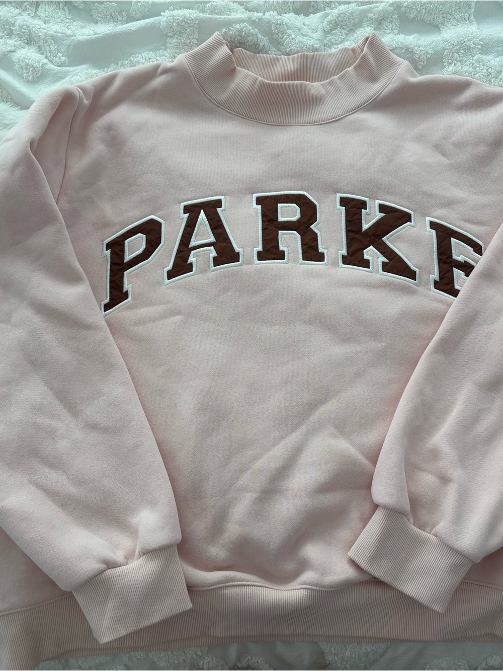 Parker Pink Pullover Sweatshirt with Contrasting Lettering